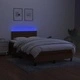 Боксспринг легло с матрак и LED, тъмнокафяво, 120x200 см, плат