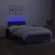Боксспринг легло с матрак и LED, синьо, 120x200 см, плат
