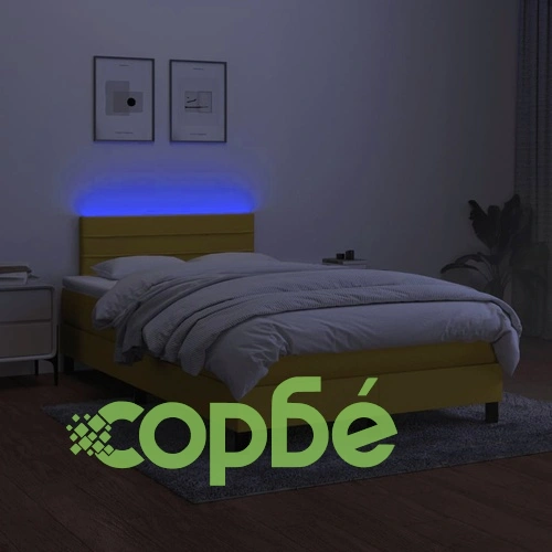 Боксспринг легло с матрак и LED, зелено, 120x200 см, плат ➤ топ цена ➤ sorbe.bg