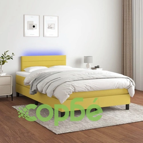 Боксспринг легло с матрак и LED, зелено, 120x200 см, плат ➤ топ цена ➤ sorbe.bg