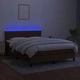 Боксспринг легло с матрак и LED, тъмнокафяво, 140x200 см, плат