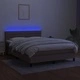 Боксспринг легло с матрак и LED, таупе, 140x200 см, плат