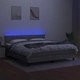 Боксспринг легло с матрак и LED, светлосиво, 160x200 см, плат