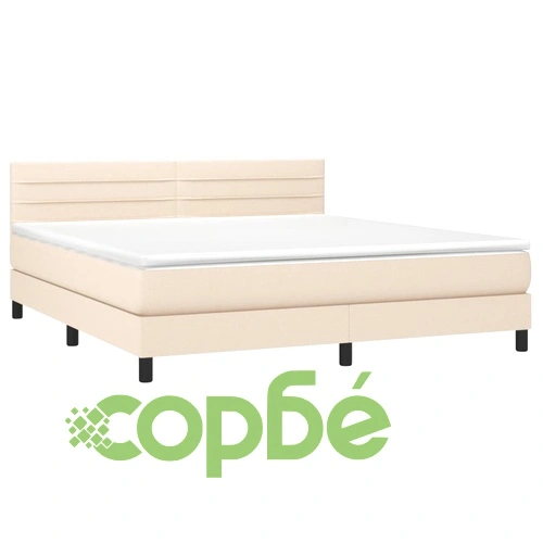 Боксспринг легло с матрак и LED, кремаво, 160x200 см, плат ➤ топ цена ➤ sorbe.bg