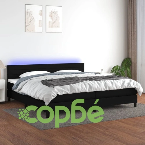 Боксспринг легло с матрак и LED, черна, 200x200 см, плат ➤ топ цена ➤ sorbe.bg
