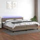 Боксспринг легло с матрак и LED, таупе, 200x200 см, плат