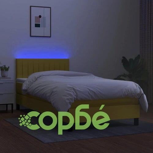 Боксспринг легло с матрак и LED, зелена, 90x190 см, плат ➤ топ цена ➤ sorbe.bg