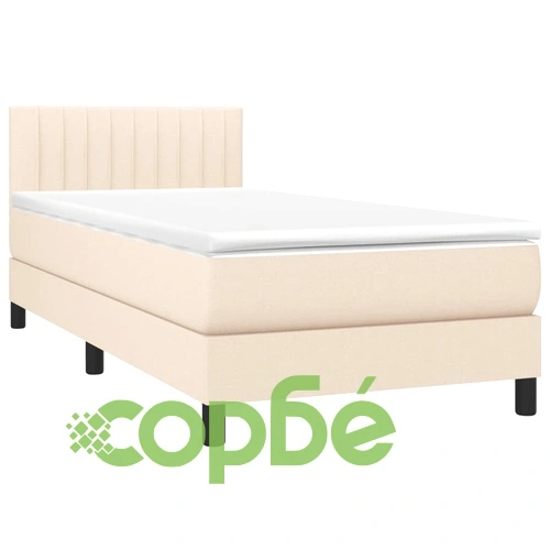 Боксспринг легло с матрак и LED, кремава, 90x200 см, плат ➤ топ цена ➤ sorbe.bg