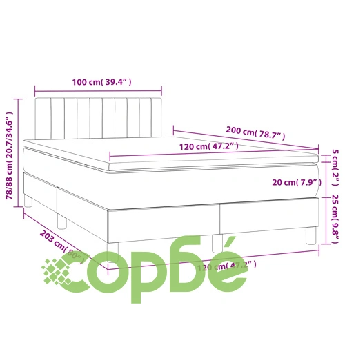 Боксспринг легло с матрак и LED, зелено, 120x200 см, плат ➤ топ цена ➤ sorbe.bg