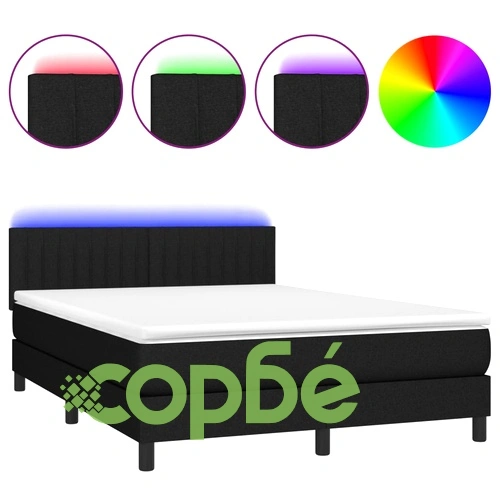 Боксспринг легло с матрак и LED, черно, 140x200 см, плат ➤ топ цена ➤ sorbe.bg