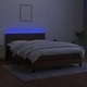 Боксспринг легло с матрак и LED, тъмнокафяво, 140x200 см, плат