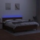 Боксспринг легло с матрак и LED, тъмнокафяво, 160x200 см, плат