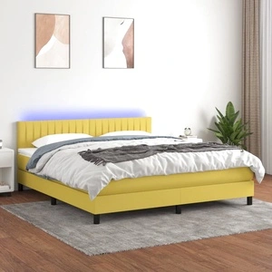 Боксспринг легло с матрак и LED, зелено, 160x200 см, плат