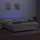 Боксспринг легло с матрак и LED, кремаво, 180x200 см, плат