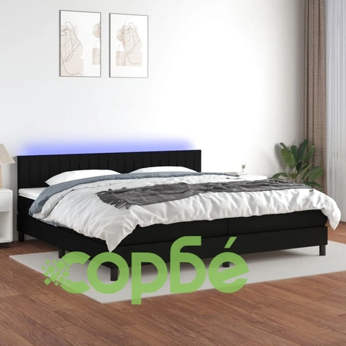 Боксспринг легло с матрак и LED, черна, 200x200 см, плат ➤ топ цена ➤ sorbe.bg