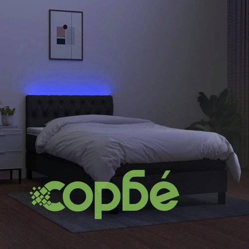 Боксспринг легло с матрак и LED, черно, 100x200 см, плат ➤ топ цена ➤ sorbe.bg