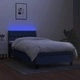 Боксспринг легло с матрак и LED, синьо, 100x200 см, плат