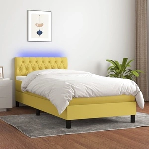 Боксспринг легло с матрак и LED, зелено, 100x200 см, плат