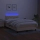 Боксспринг легло с матрак и LED, кремаво, 120x200 см, плат
