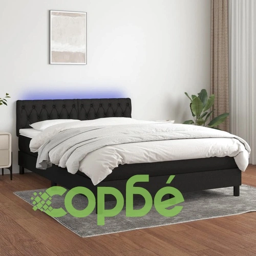 Боксспринг легло с матрак и LED, черно, 140x200 см, плат ➤ топ цена ➤ sorbe.bg