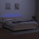 Боксспринг легло с матрак и LED, кремаво, 160x200 см, плат