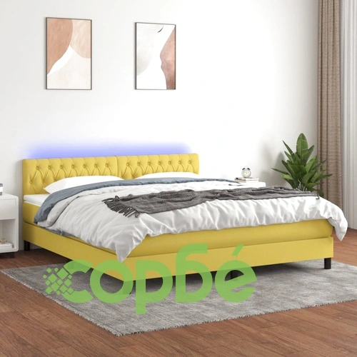 Боксспринг легло с матрак и LED, зелено, 160x200 см, плат ➤ топ цена ➤ sorbe.bg
