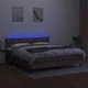 Боксспринг легло с матрак и LED, таупе, 180x200 см, плат