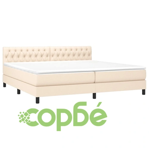 Боксспринг легло с матрак и LED, кремава, 200x200 см, плат ➤ топ цена ➤ sorbe.bg