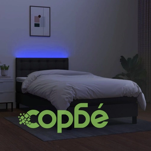 Боксспринг легло с матрак и LED, черно, 80x200 см, плат ➤ топ цена ➤ sorbe.bg