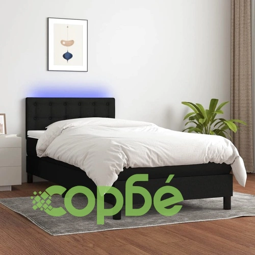 Боксспринг легло с матрак и LED, черно, 80x200 см, плат ➤ топ цена ➤ sorbe.bg