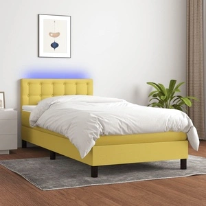 Боксспринг легло с матрак и LED, зелена, 90x190 см, плат