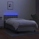 Боксспринг легло с матрак и LED, светлосиво, 90x200 см, плат