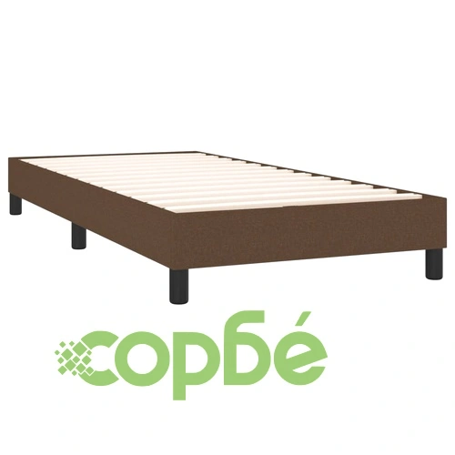 Боксспринг легло с матрак и LED, тъмнокафяво, 100x200 см, плат ➤ топ цена ➤ sorbe.bg