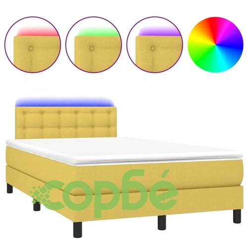 Боксспринг легло с матрак и LED, зелено, 120x200 см, плат ➤ топ цена ➤ sorbe.bg