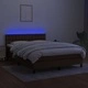 Боксспринг легло с матрак и LED, тъмнокафяво, 140x200 см, плат