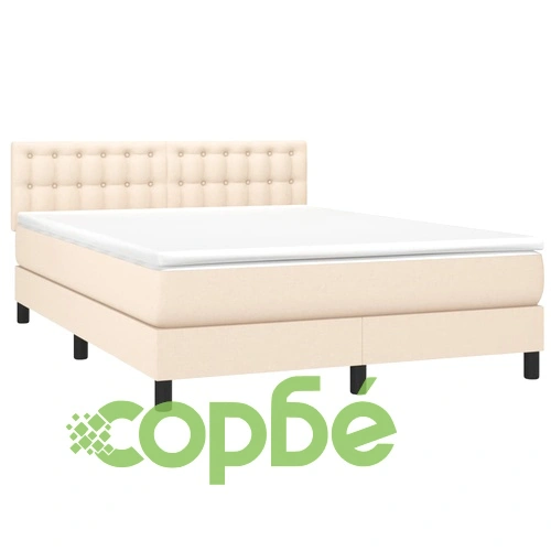 Боксспринг легло с матрак и LED, кремаво, 140x200 см, плат ➤ топ цена ➤ sorbe.bg