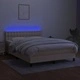 Боксспринг легло с матрак и LED, кремаво, 140x200 см, плат