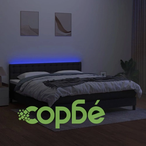Боксспринг легло с матрак и LED, черно, 160x200 см, плат ➤ топ цена ➤ sorbe.bg
