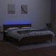 Боксспринг легло с матрак и LED, тъмнокафяво, 160x200 см, плат