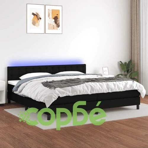 Боксспринг легло с матрак и LED, черна, 200x200 см, плат ➤ топ цена ➤ sorbe.bg