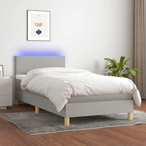 Боксспринг легло с матрак и LED, светлосиво, 80x200 см, плат