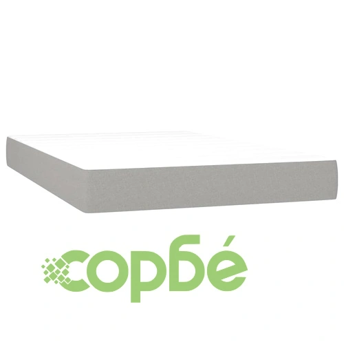 Боксспринг легло с матрак и LED, светлосиво, 120x200 см, плат ➤ топ цена ➤ sorbe.bg