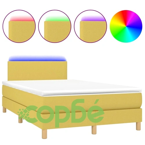 Боксспринг легло с матрак и LED, зелено, 120x200 см, плат ➤ топ цена ➤ sorbe.bg