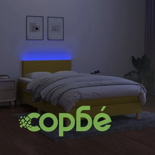 Боксспринг легло с матрак и LED, зелено, 120x200 см, плат ➤ топ цена ➤ sorbe.bg