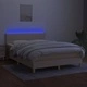 Боксспринг легло с матрак и LED, кремаво, 140x200 см, плат