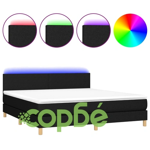 Боксспринг легло с матрак и LED, черно, 180x200 см, плат ➤ топ цена ➤ sorbe.bg