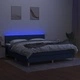Боксспринг легло с матрак и LED, синьо, 180x200 см, плат