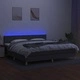 Боксспринг легло с матрак и LED, тъмносиво, 200x200 см, плат