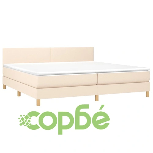 Боксспринг легло с матрак и LED, кремава, 200x200 см, плат ➤ топ цена ➤ sorbe.bg