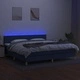 Боксспринг легло с матрак и LED, синя, 200x200 см, плат